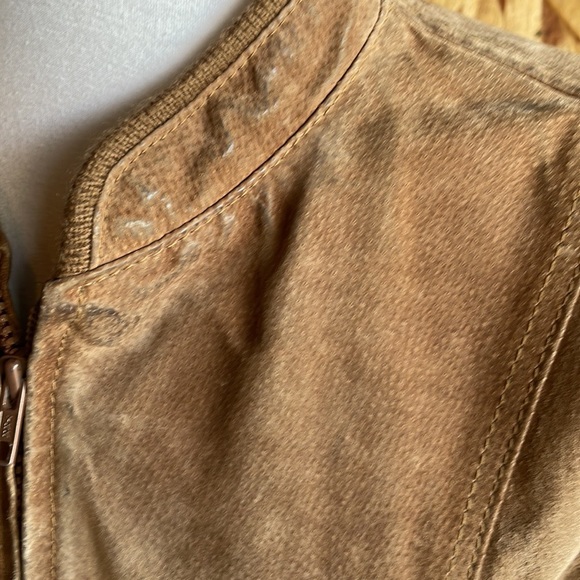 Vintage 70’s WWS Tan Suede Leather Bomber Jacket Pig Split Leather - Picture 11 of 16